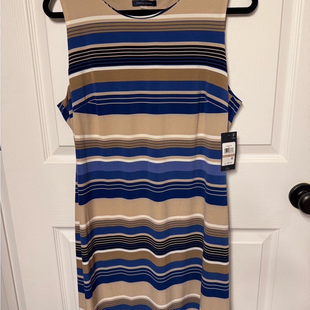 Tommy Hilfiger Blue and Tan Striped Dress